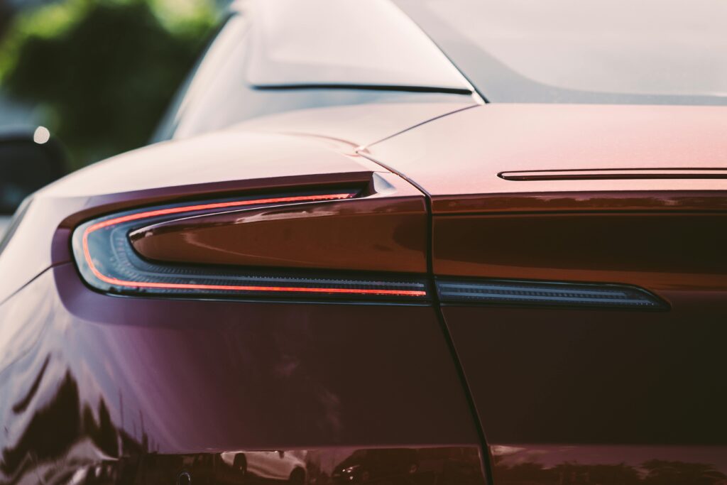 Red Aston Martin DB11 rear light