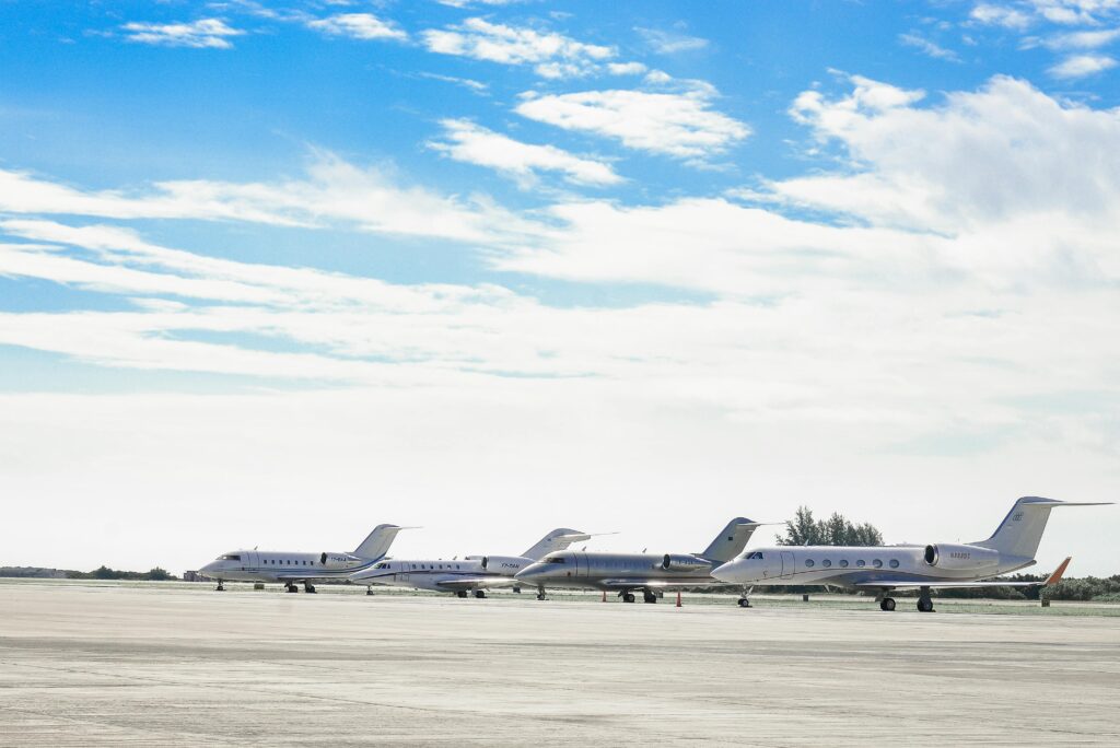 Four White Airliners